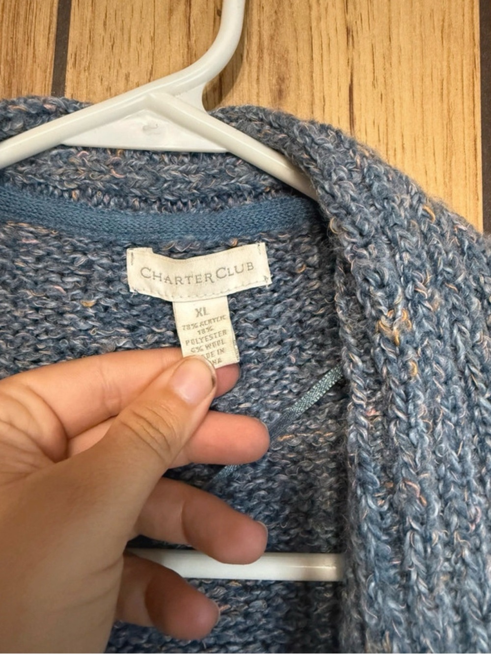 Charter Club Heathered Blue Open-Front Short Sleeve Cardigan - Picture 2 of 3
